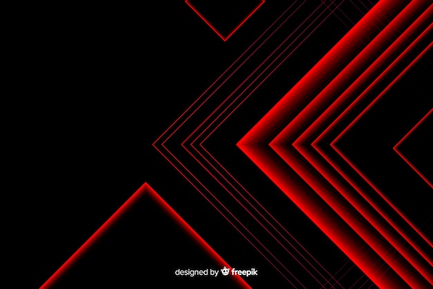 Vector diseño triangular en líneas de luz roja.