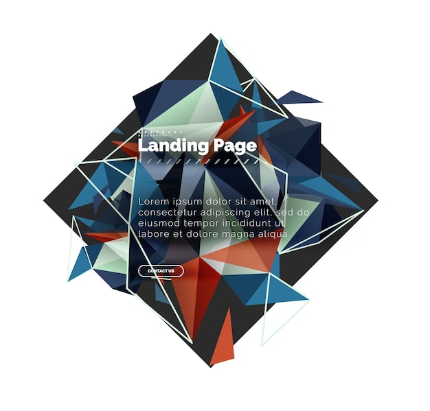 Diseño triangular página de aterrizaje de fondo abstracto Triángulos coloridos de estilo poli bajo en blanco