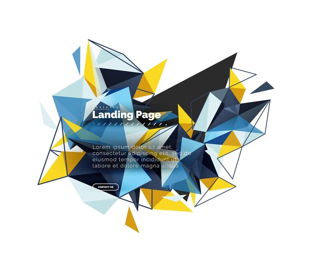 Diseño triangular página de aterrizaje de fondo abstracto Triángulos coloridos de estilo poli bajo en blanco