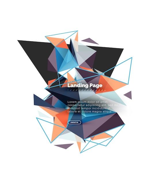 Diseño triangular página de aterrizaje de fondo abstracto Triángulos coloridos de estilo poli bajo en blanco