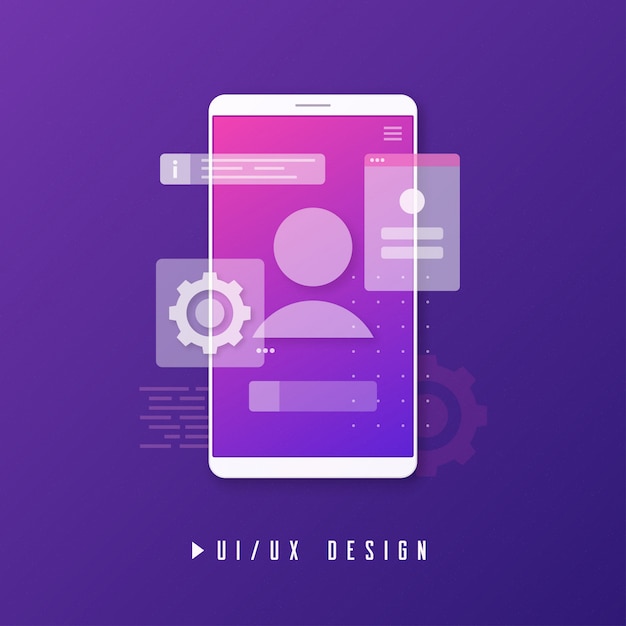 Diseño ui ux móvil, concepto de desarrollo de aplicaciones.