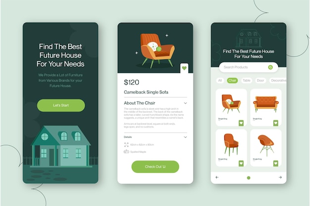 Vector diseño ui ux para su futura casa de muebles