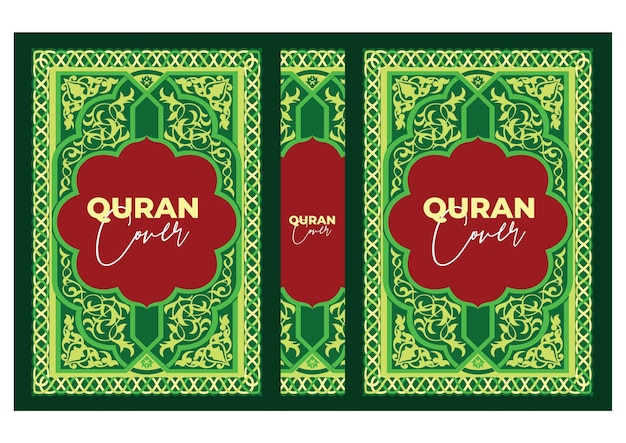 Diseño único árabe de la portada del libro del Corán árabe de color verde