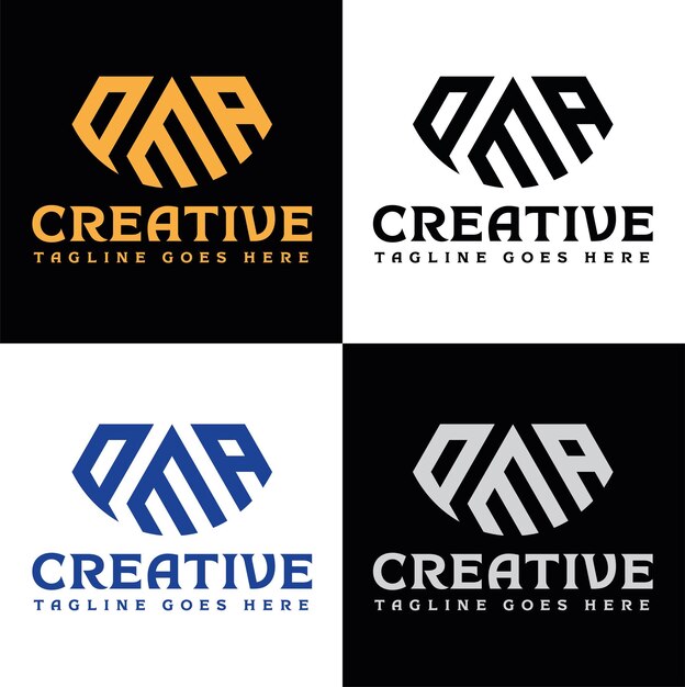 Diseño único del logotipo de 3 letras PMA