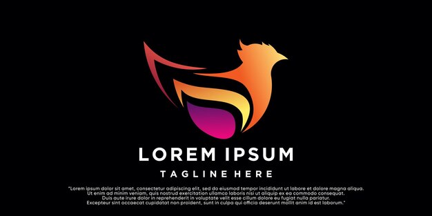 Diseño único de logotipo de gallina colorida Vector Premium