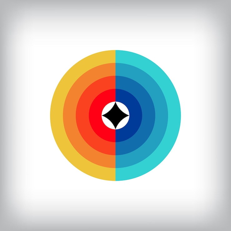 Vector diseño único de logotipo de patrón redondo y colorido tiene un diseño lineal y un estilo plano vectorial de estilo plano