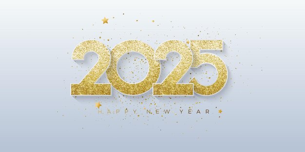 Diseño único con el número 2025 brillante en un fondo blanco limpio Vector de diseño premium para banner Cartel Calendario y saludo