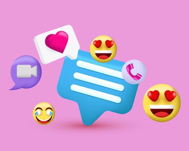 Un diseño único y realista de icona de comunicación en línea de la plataforma de redes sociales 3D aislado en