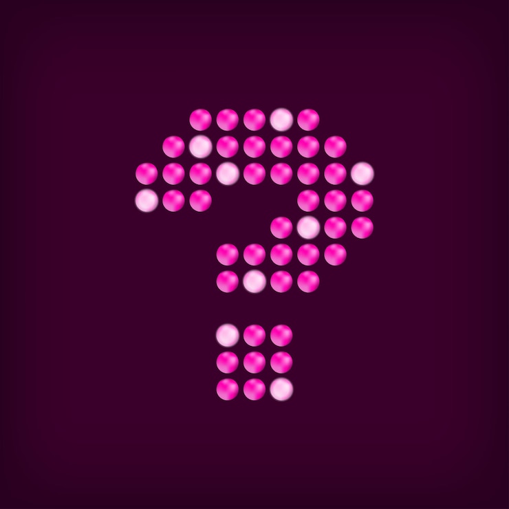 Vector diseño único de signos de interrogación con puntos led letras brillantes fuente vector de texto de cine decorativo