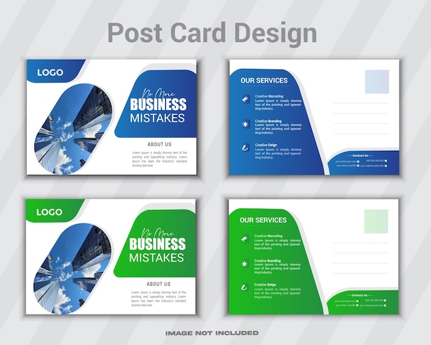 Diseño único de tarjetas postales con capas organizadas