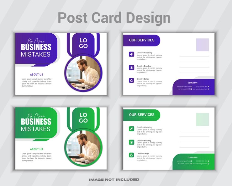 Diseño único de tarjetas postales con capas organizadas