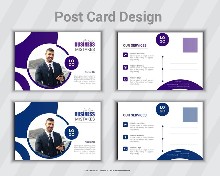 Diseño único de tarjetas postales con capas organizadas