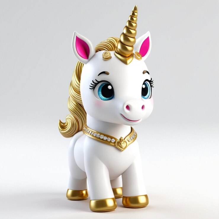 Vector diseño de unicornio 3d vector de dibujos animados