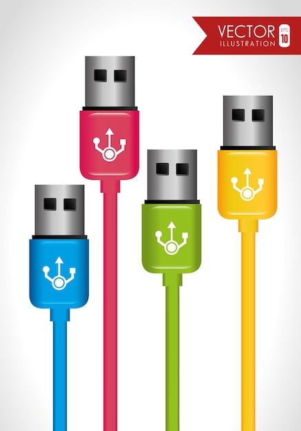 Diseño usb, ilustración vectorial.