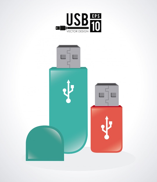 Diseño USB sobre fondo blanco ilustración vectorial