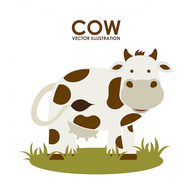 Diseño de vaca sobre fondo blanco ilustración vectorial