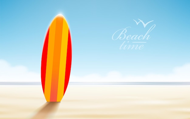diseño de vacaciones. Tablas de surf en una playa frente a un soleado paisaje marino