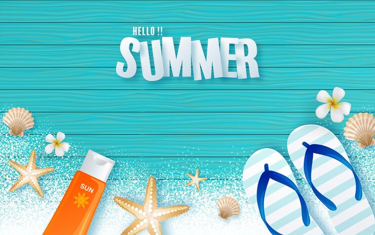 Vector diseño de vacaciones de verano con coloridas flores tropicales en el fondo