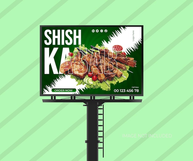 Vector diseño de vallas publicitarias de shish kabab para restaurantes de comida.