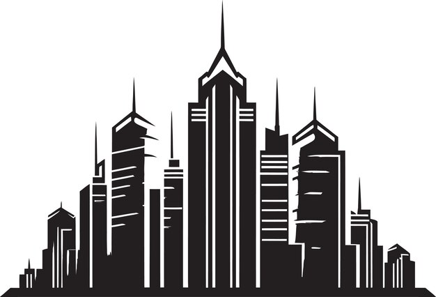 Vector diseño de varios pisos de skyline logotipo vectorial de múltiples pisos icono de las alturas metropolitanas esbozo del paisaje urbano