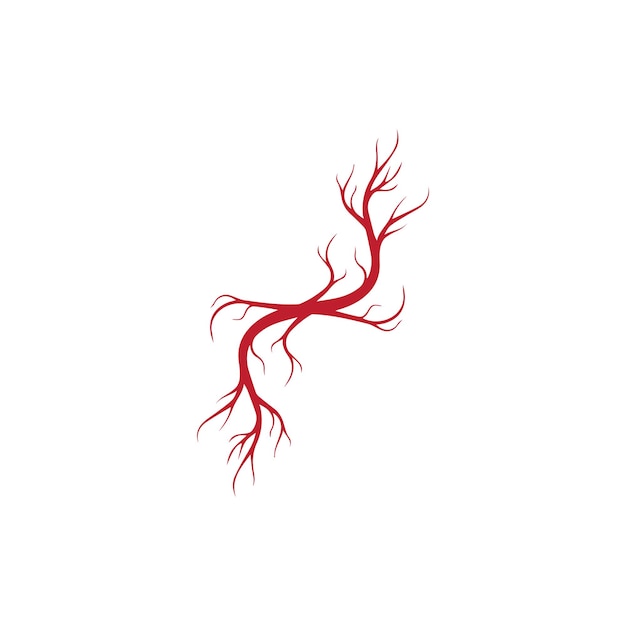 Diseño de vasos sanguíneos rojos de venas humanas y arterias ilustración vectorial aislada