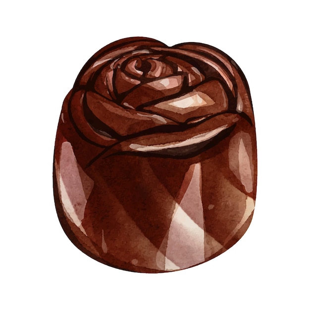 Diseño de vector de acuarela de forma de rosa de chocolate