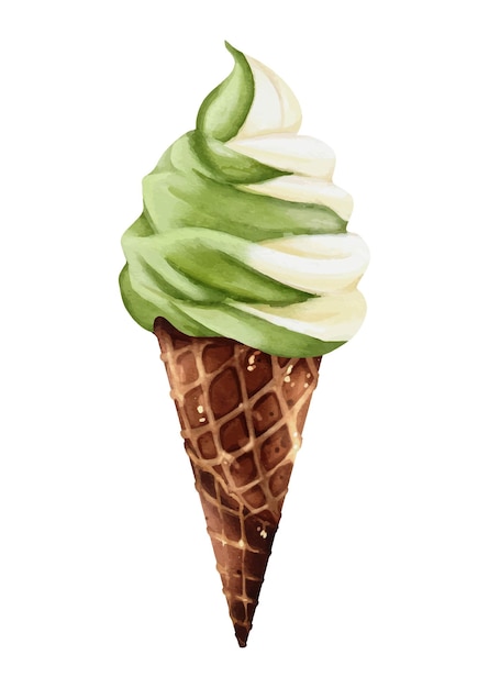 Diseño de vector de acuarela de helado Matcha