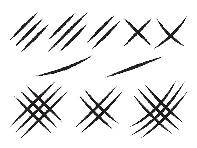Diseño de vector aislado del paquete de recogida de marcas de arañazos