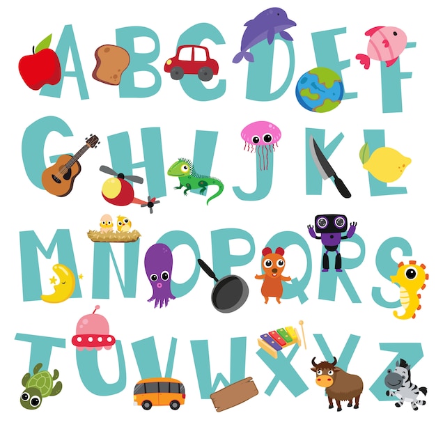 Diseño de vector alfabeto para niño