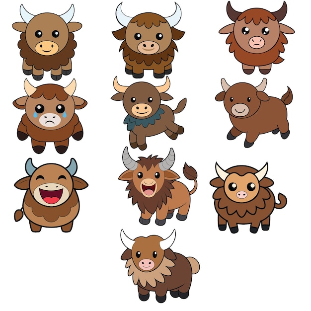 Diseño de vector de animales plano de Yak