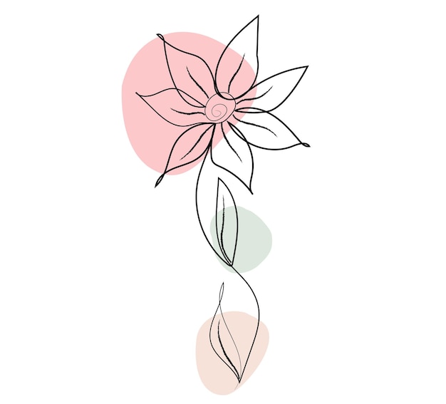 Diseño de vector de arte de línea floral