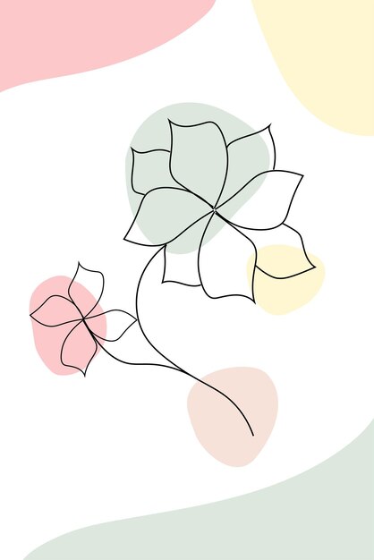 Diseño de vector de arte de línea floral