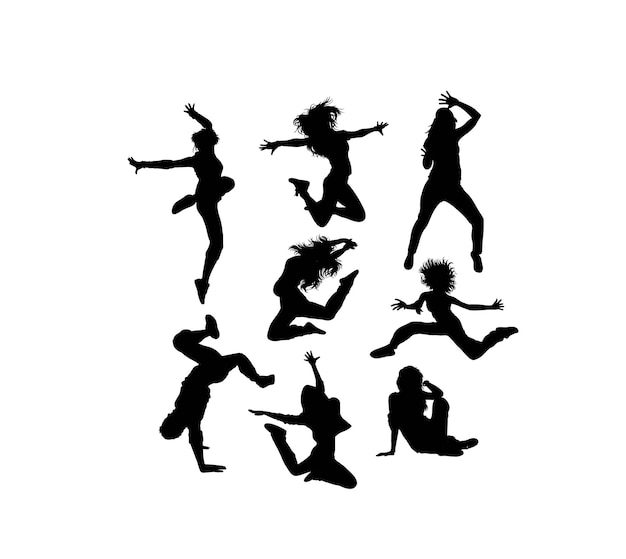 Diseño de vector de arte de siluetas de actividad de baile de hip hop