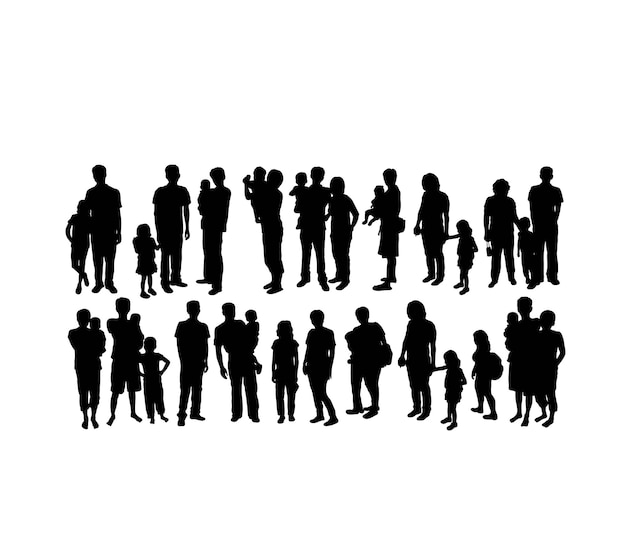 Diseño de vector de arte de siluetas de familia feliz