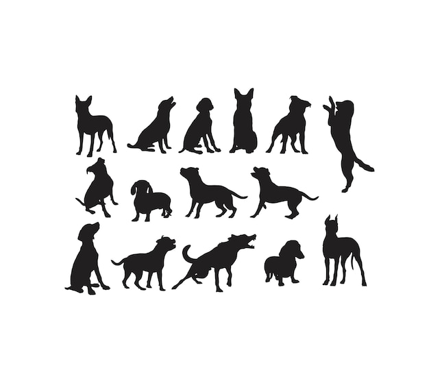 Diseño de vector de arte de siluetas de perro