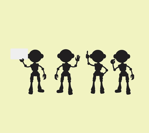Diseño de vector de arte de siluetas de robot lindo