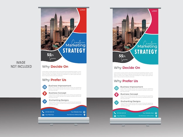Diseño de vector de banner enrollable moderno con lugar de imagen