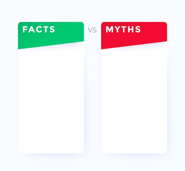 Diseño de vector de banner de hechos vs mitos
