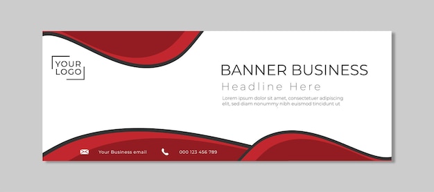 Diseño de vector blanco de onda roja de banner abstracto