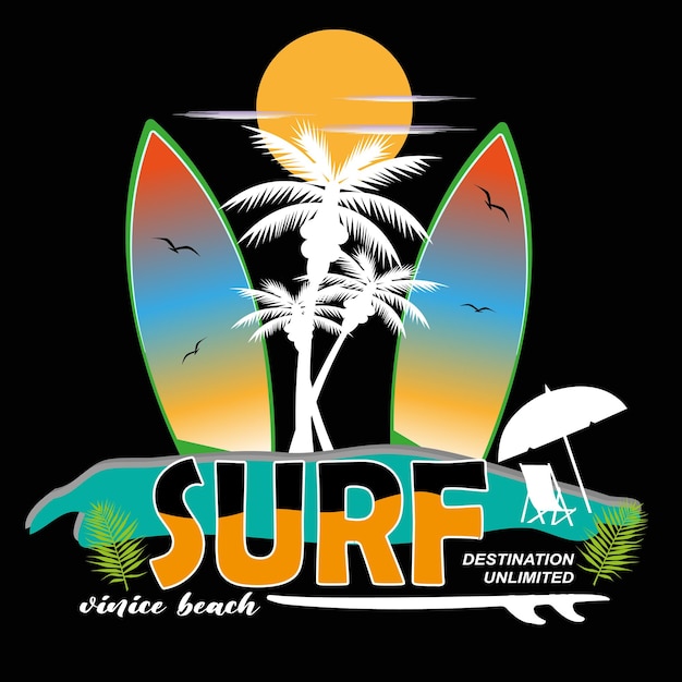 Vector diseño de vector de camiseta de surf