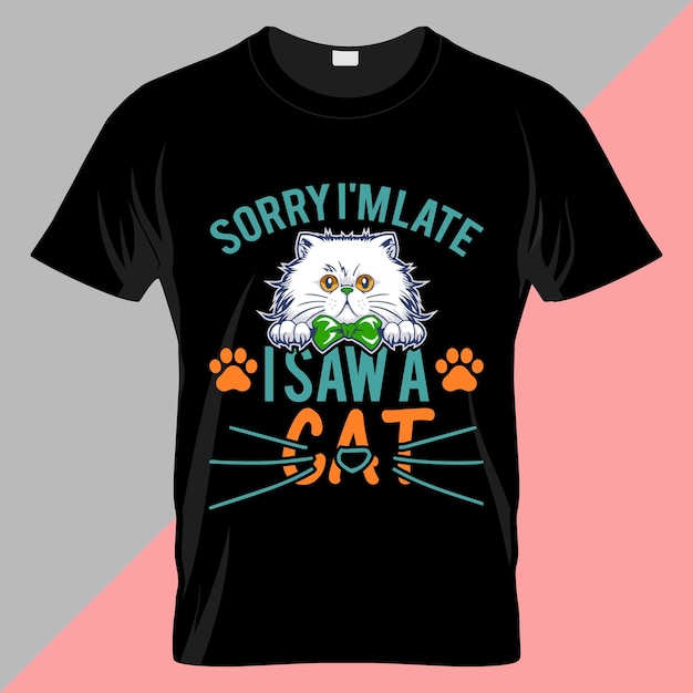 Diseño de vector de camiseta de tipografía de gato