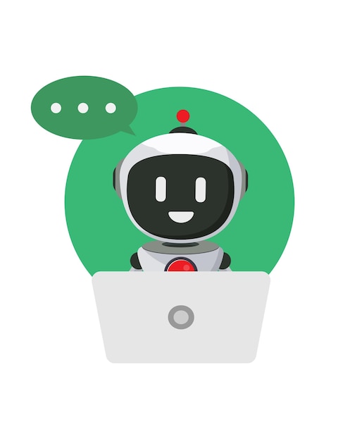 Diseño de vector de carácter de operador de robot. Chatbot de inteligencia artificial y chat de datos para virtual