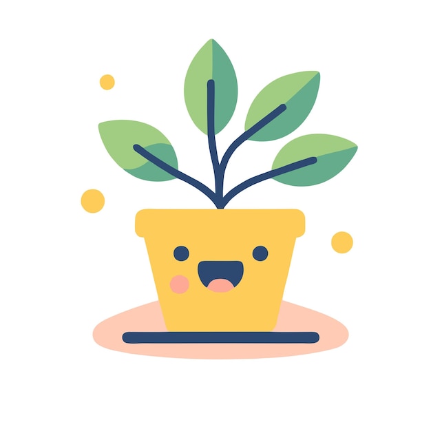 diseño de vector de carácter de planta plano en olla amarilla