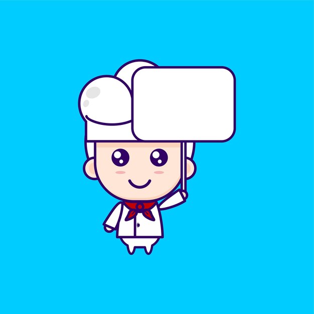 diseño de vector de chibi de ilustración de chef de dibujos animados lindo
