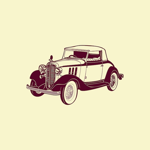 Diseño de vector de coche antiguo con un fondo amarillo