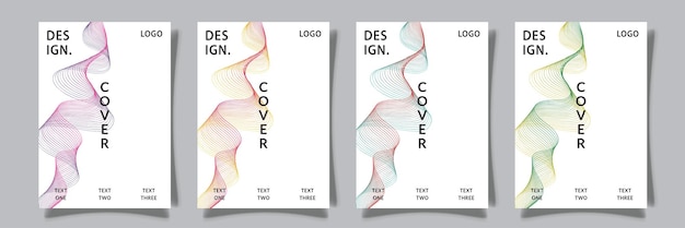 Diseño de vector de colección de cubierta de onda de líneas abstractas