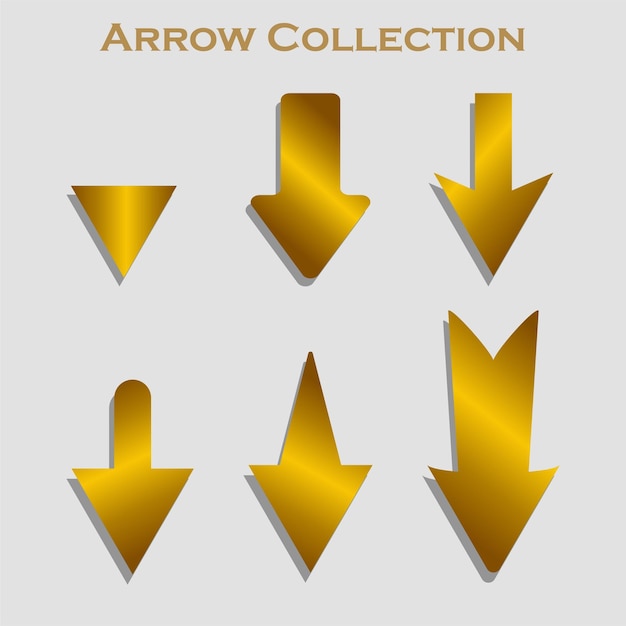 Diseño de vector de colección de degradado de flechas doradas o ilustración de logotipo adecuado para el patrón de diseño de sitio web, etc.