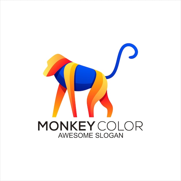 diseño de vector de color de logotipo de mono