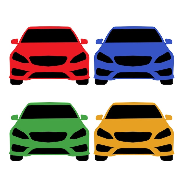 Diseño de vector de conjunto de colores de icono de coche