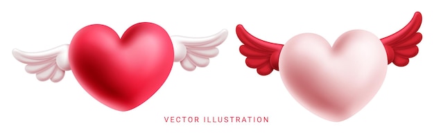 Diseño de vector de conjunto de corazón de San Valentín. Globos de corazón de pareja de san valentín elementos voladores aislados